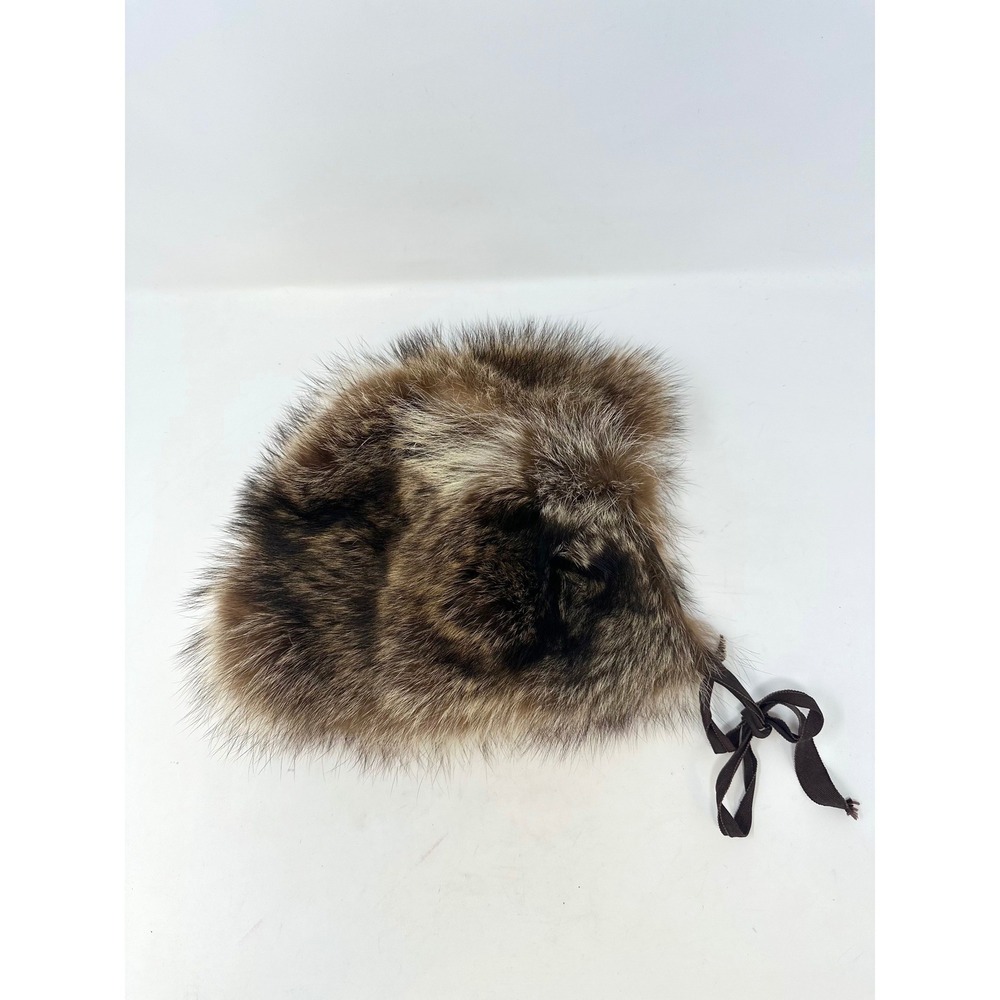 Vintage Fur Bonnet Hat Brown OS